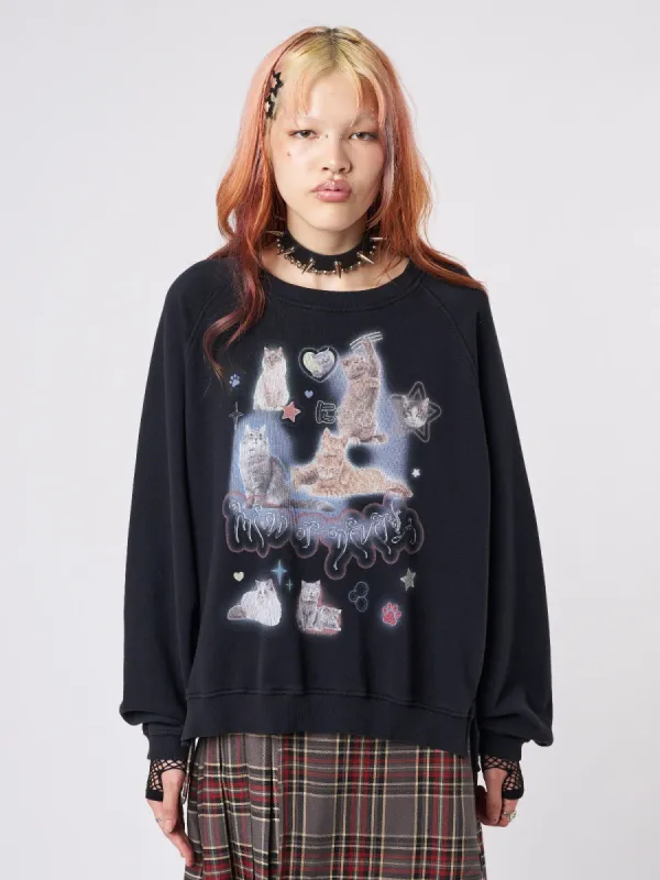 Meow or Never Kitty Sweatshirt made by Minga London