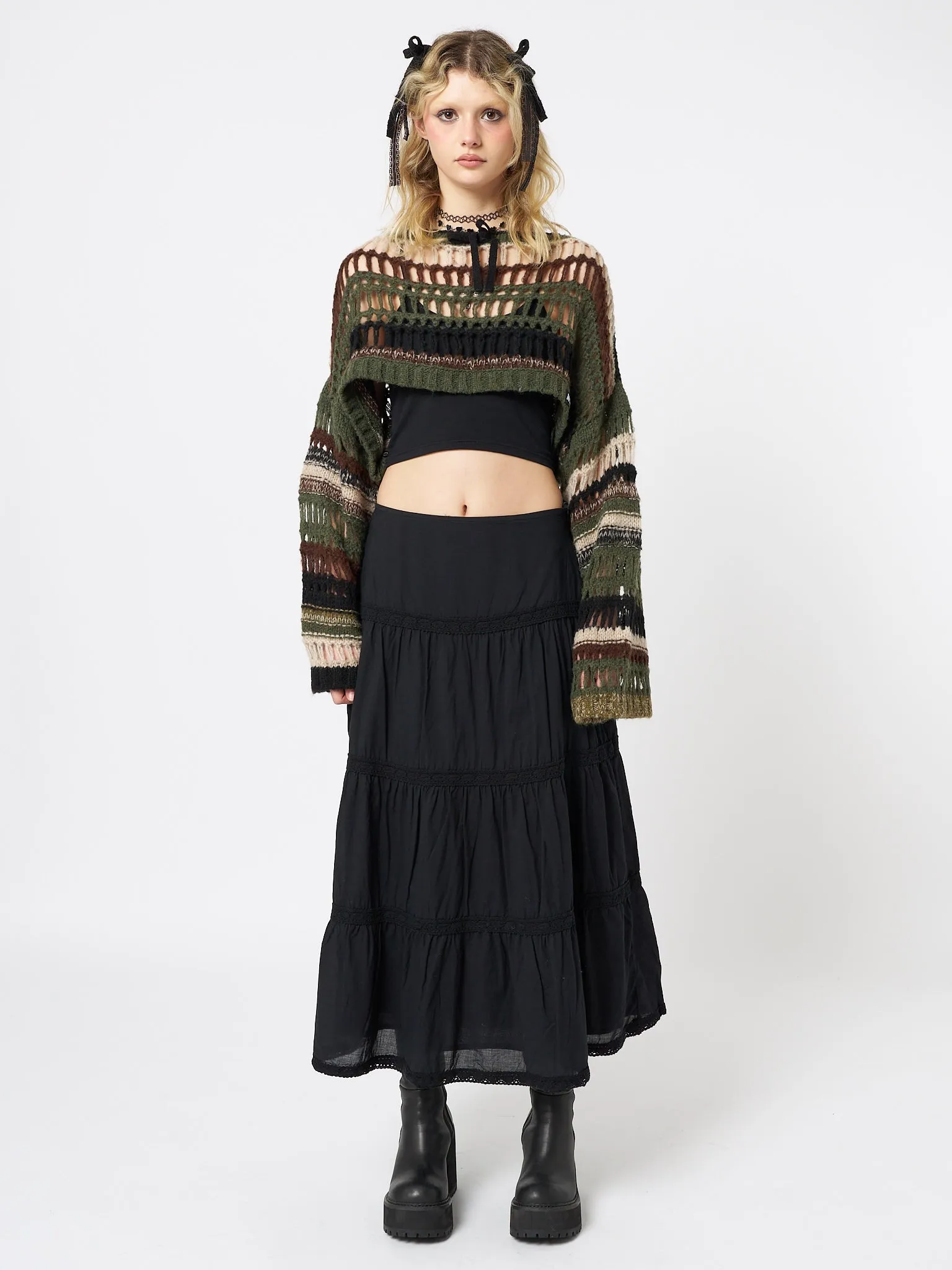 Giselle Green Extreme Crop Knit Sweater sold by Minga London product image thumbnail 2