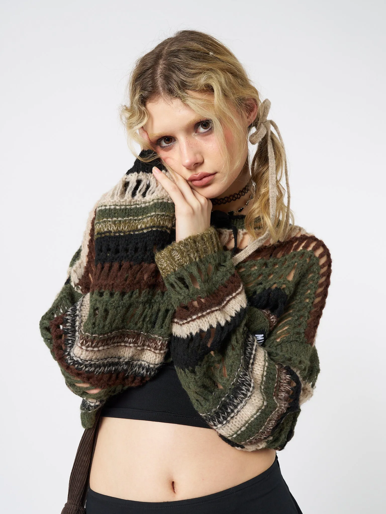 Giselle Green Extreme Crop Knit Sweater sold by Minga London product image thumbnail 4