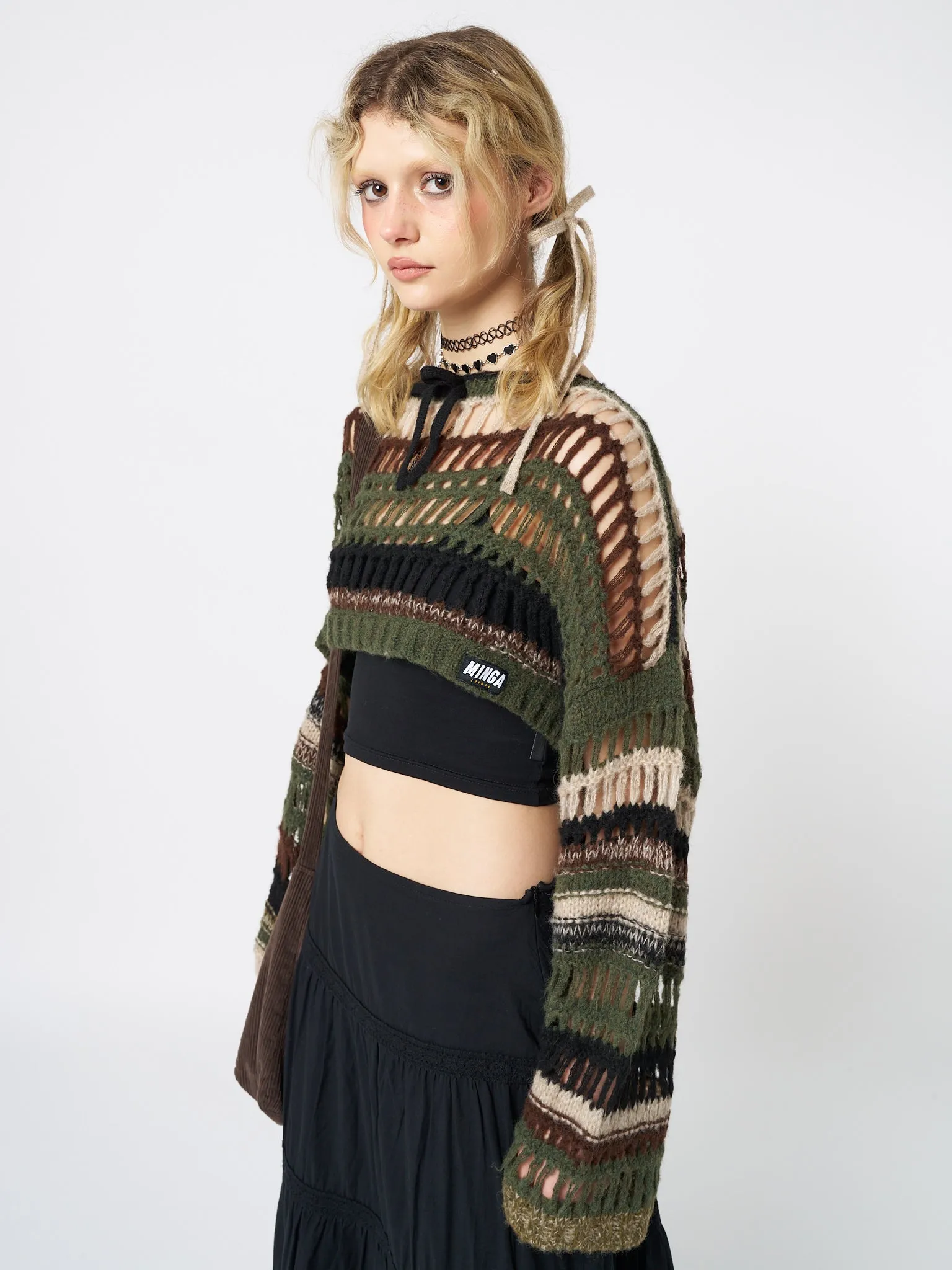 Giselle Green Extreme Crop Knit Sweater sold by Minga London product image thumbnail 3