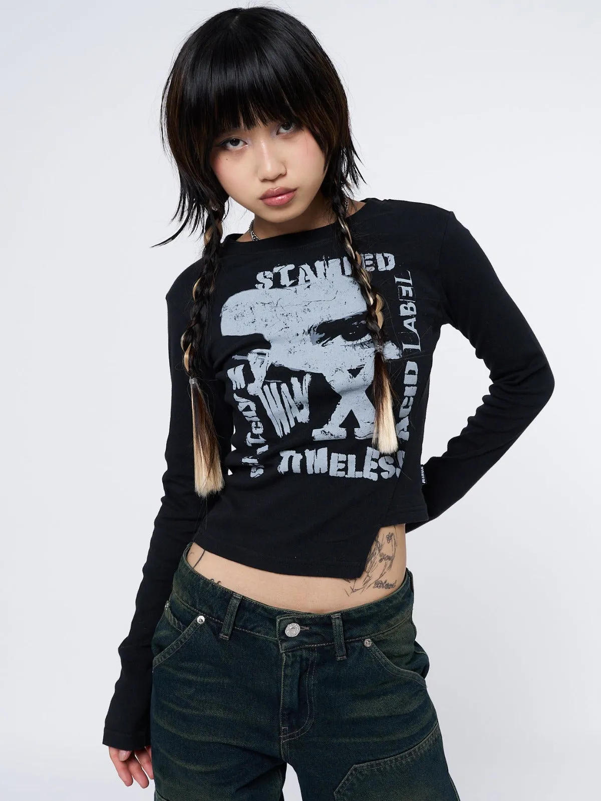 Acid Vision Black Asymmetric Top sold by Minga London