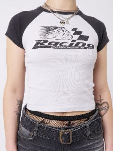 Motor Racing Raglan Baby Tee sold by Minga London