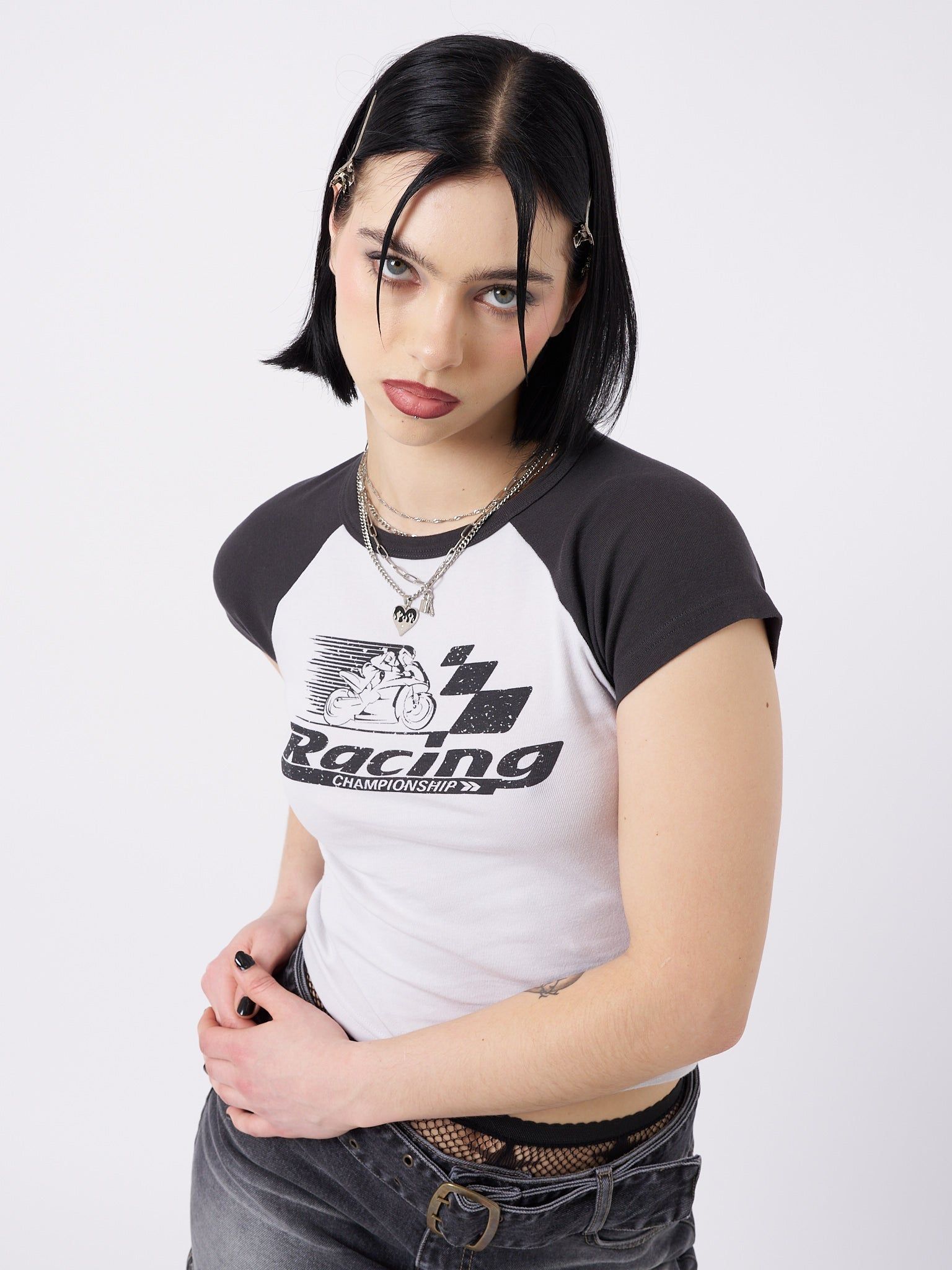 Motor Racing Raglan Baby Tee sold by Minga London product image thumbnail 5
