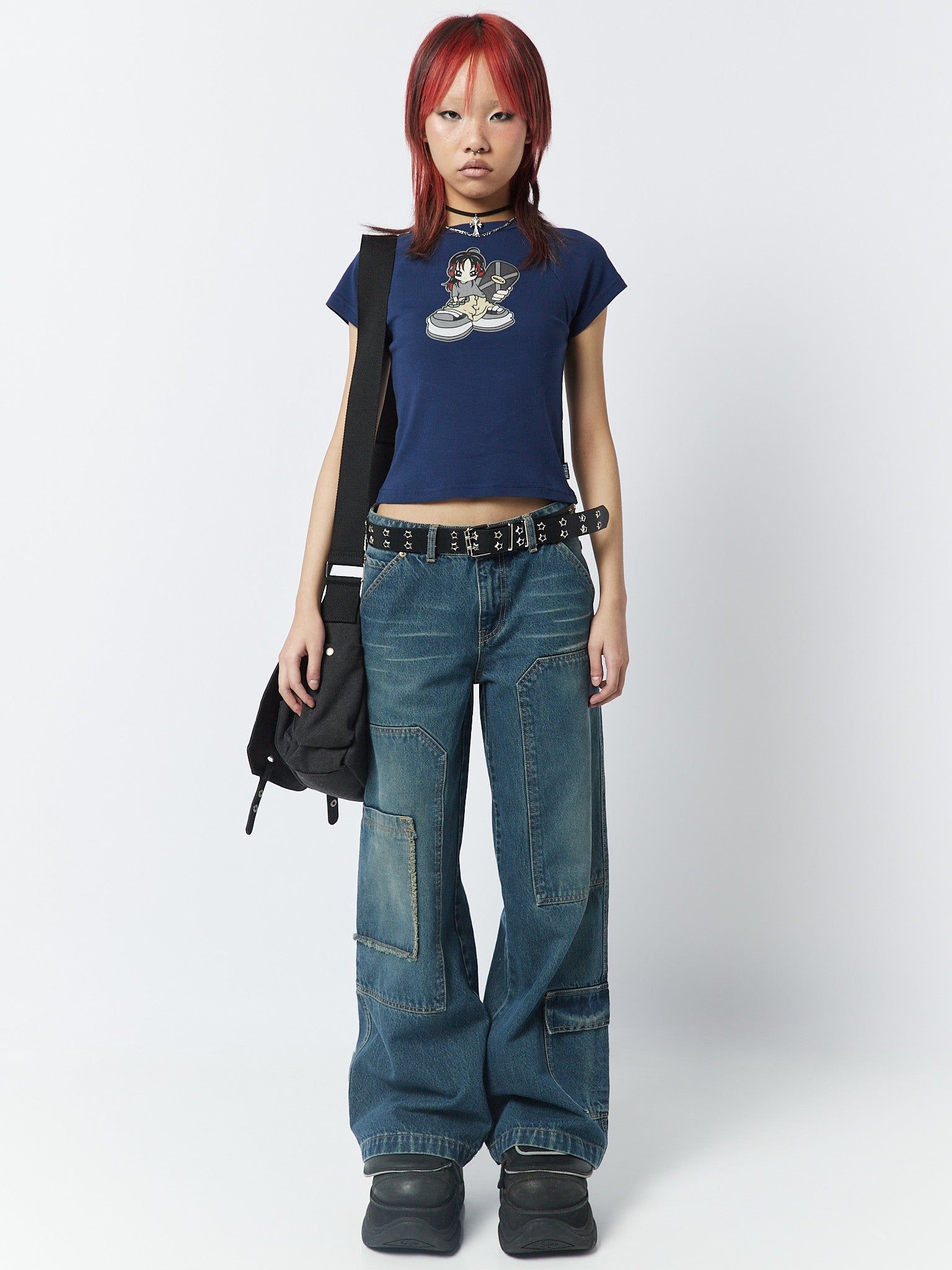 Skater Girl Graphic Blue Baby Tee sold by Minga London product image thumbnail 2