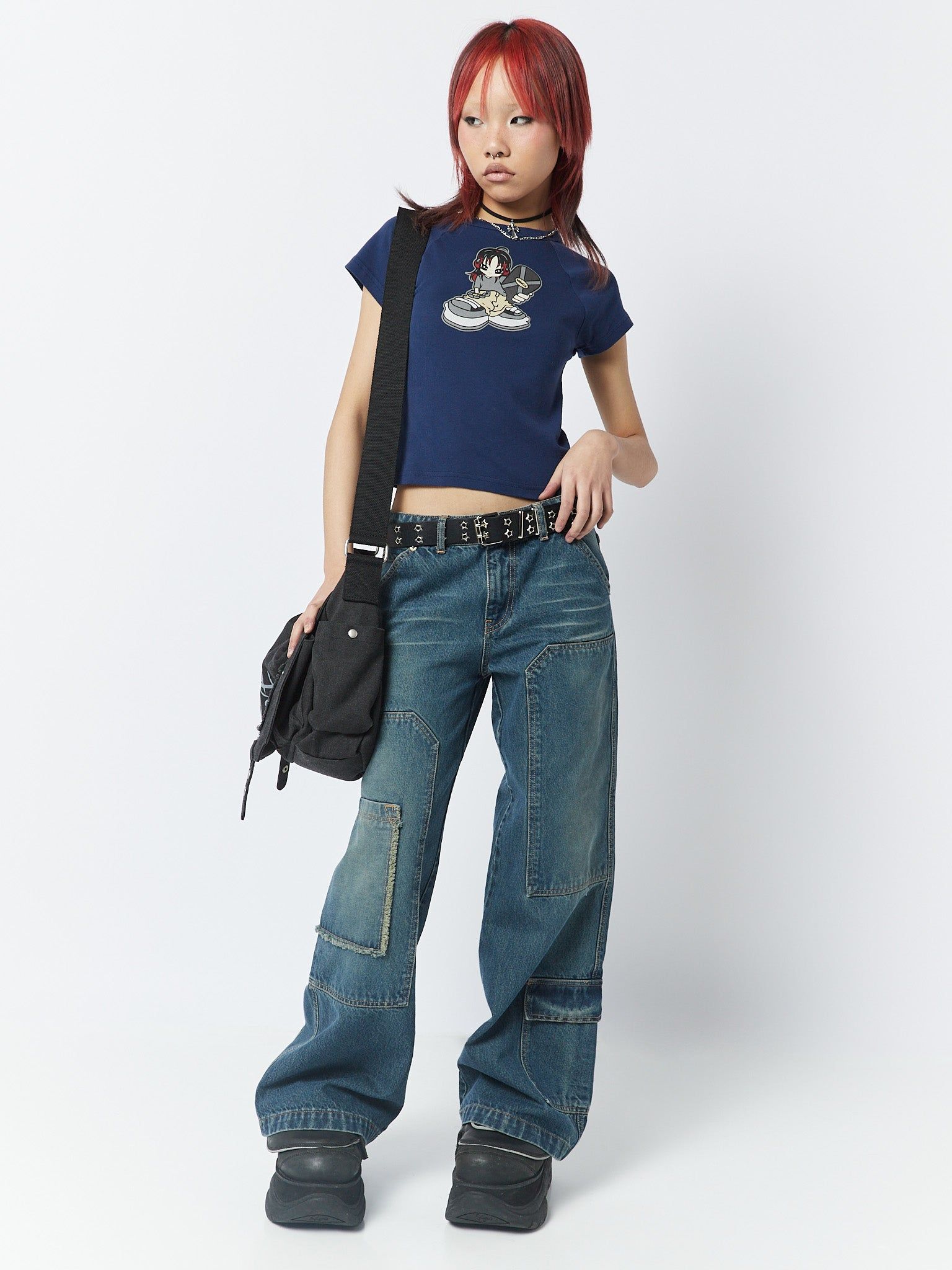 Skater Girl Graphic Blue Baby Tee sold by Minga London product image thumbnail 5