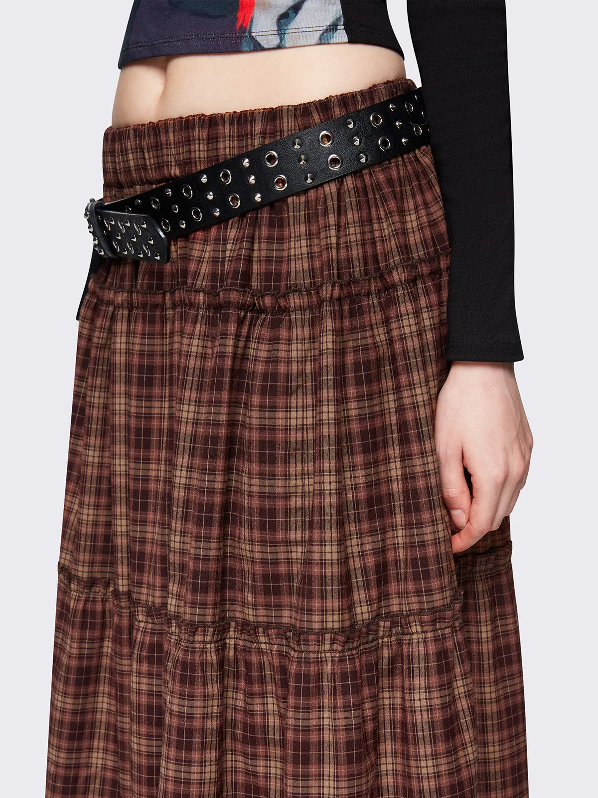 Millie Check Maxi Skirt sold by Minga London product image thumbnail 4