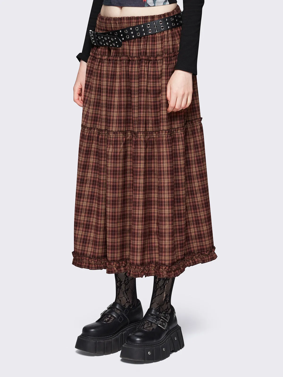 Millie Check Maxi Skirt sold by Minga London product image thumbnail 5