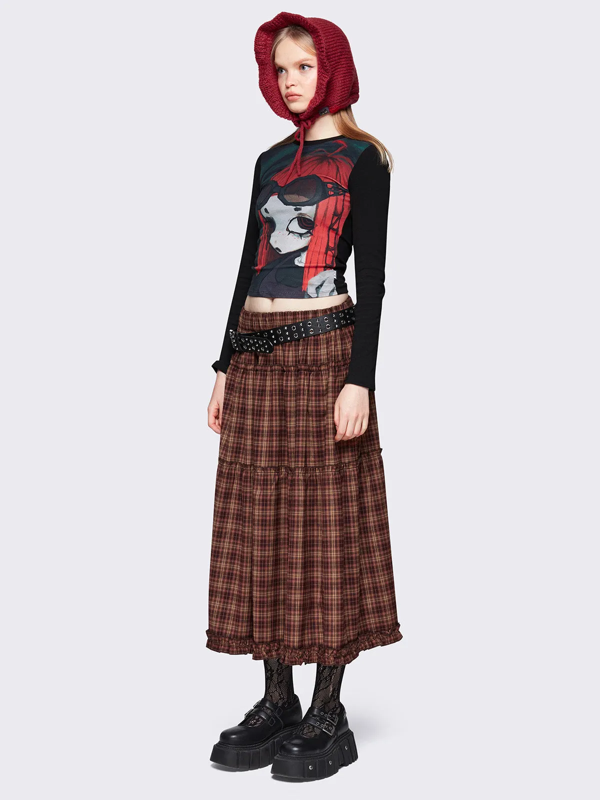 Millie Check Maxi Skirt sold by Minga London product image thumbnail 2