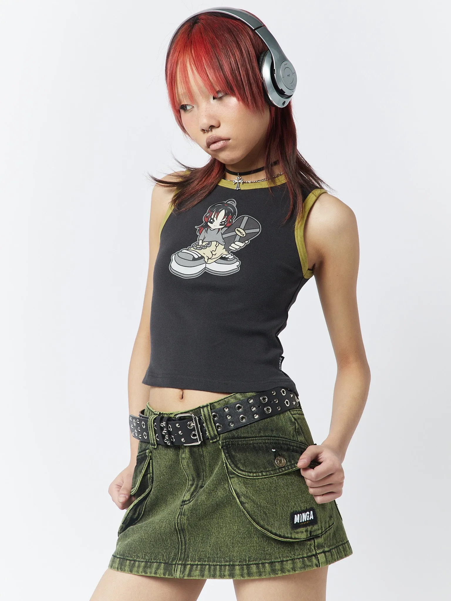 Skater Girl Graphic Ringer Vest Top sold by Minga London product image thumbnail 2