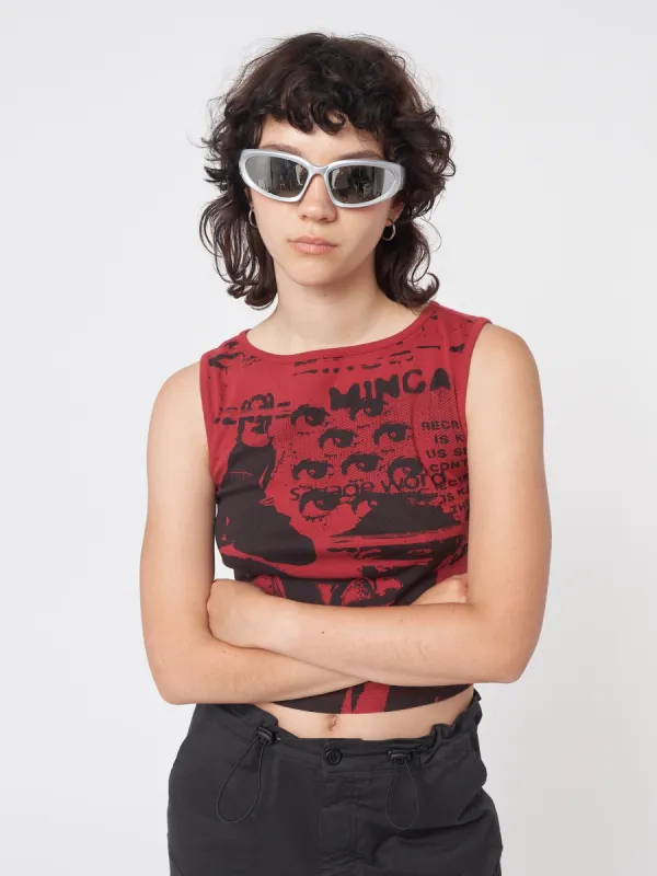 Power Red Graphic Vest Top sold by Minga London