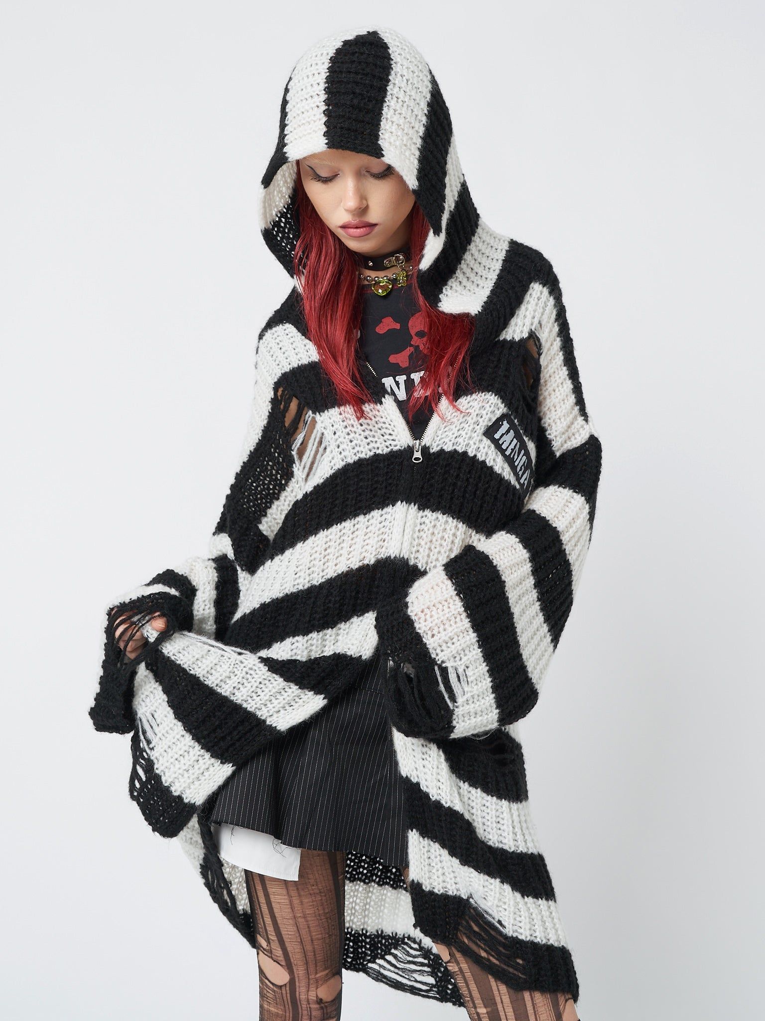 Gwen Striped Zip Up Knit Cardigan sold by Minga London product image thumbnail 4