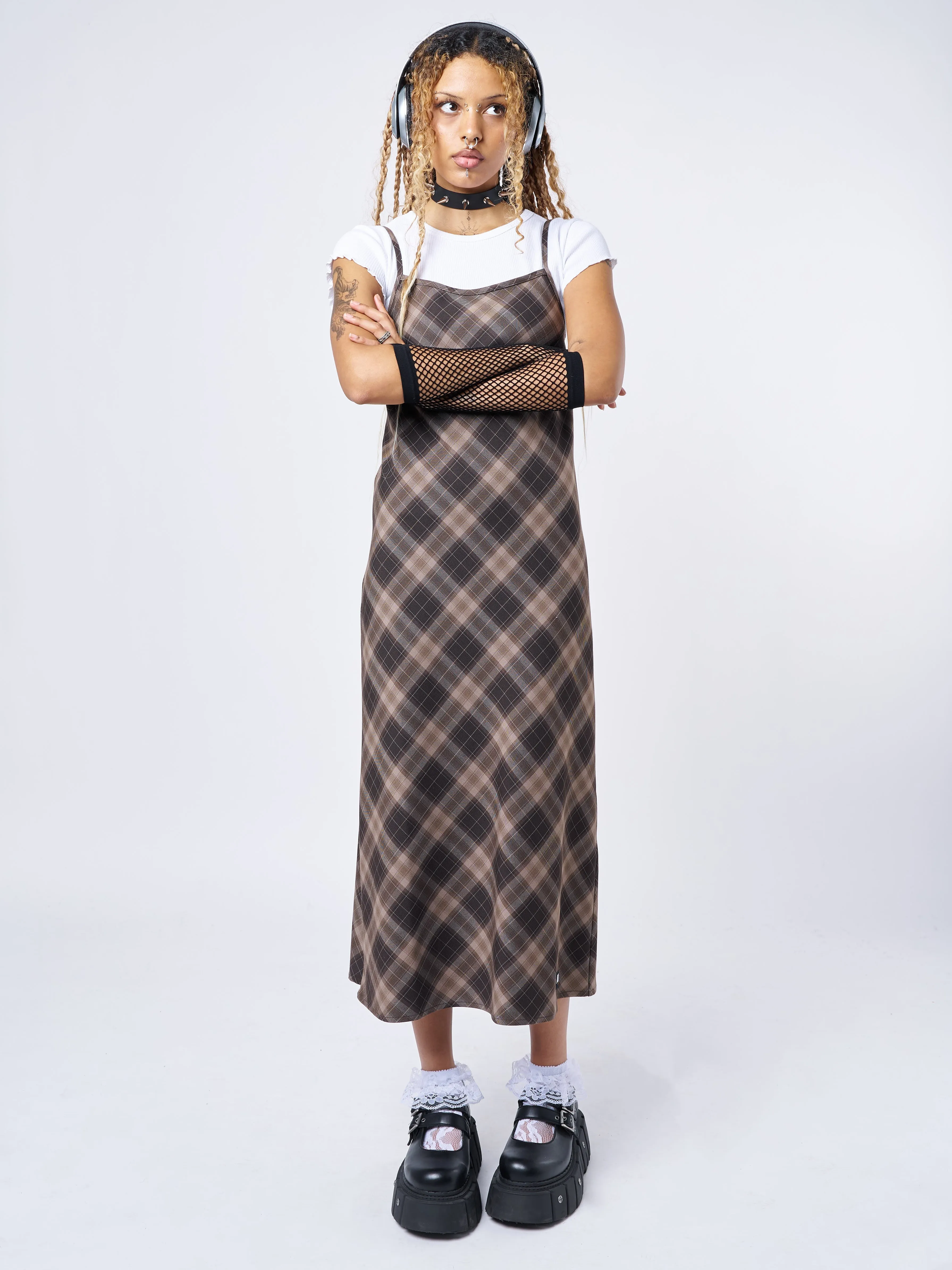 Delia Brown Plaid Maxi Dress sold by Minga London product image thumbnail 4