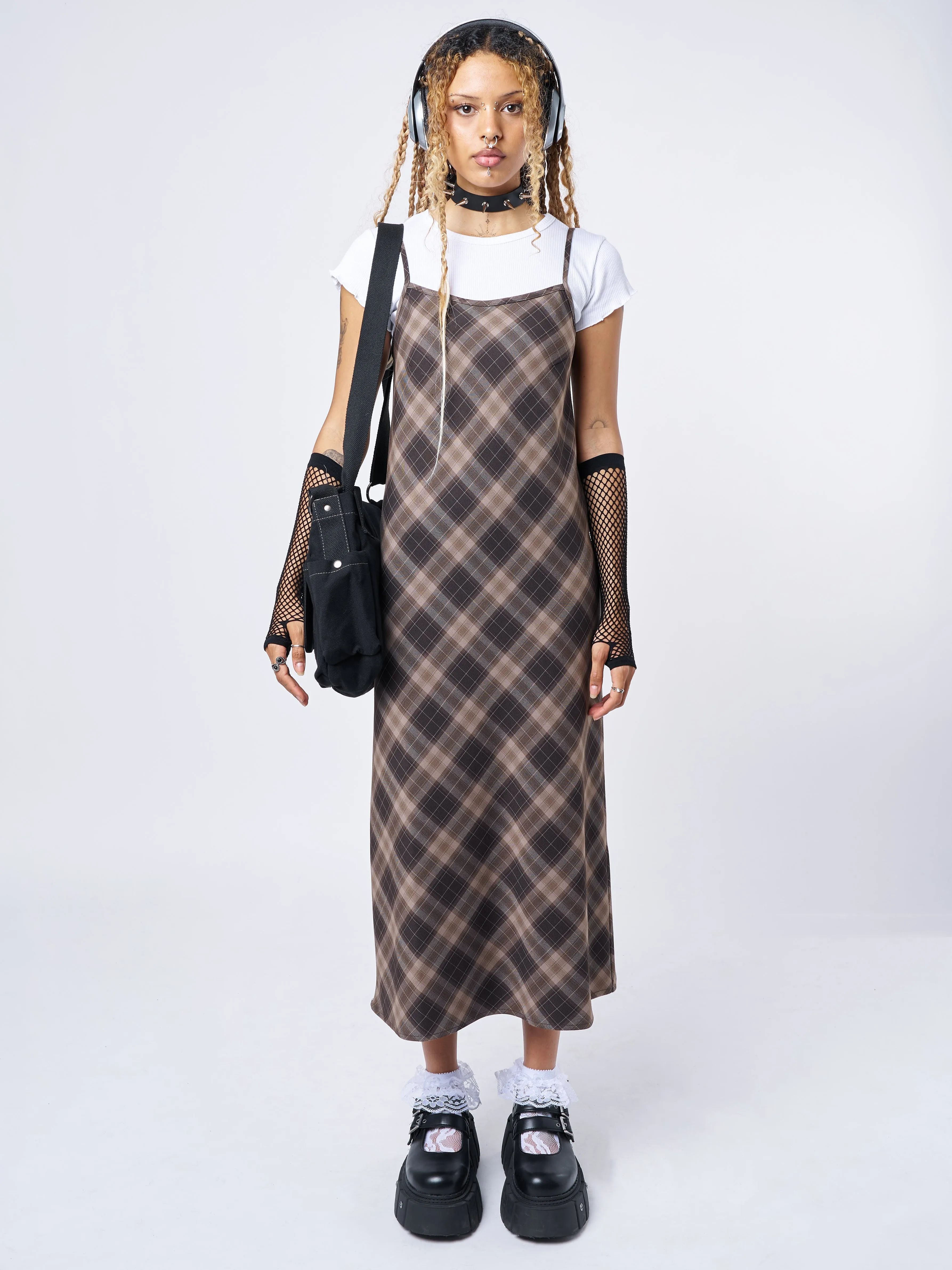 Delia Brown Plaid Maxi Dress sold by Minga London product image thumbnail 2