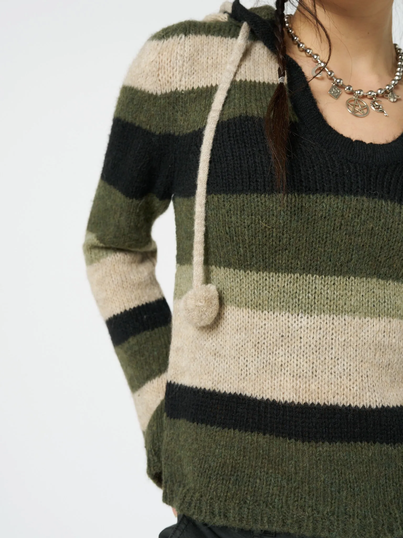 Moss Stripes Knitted Hoodie sold by Minga London product image thumbnail 5
