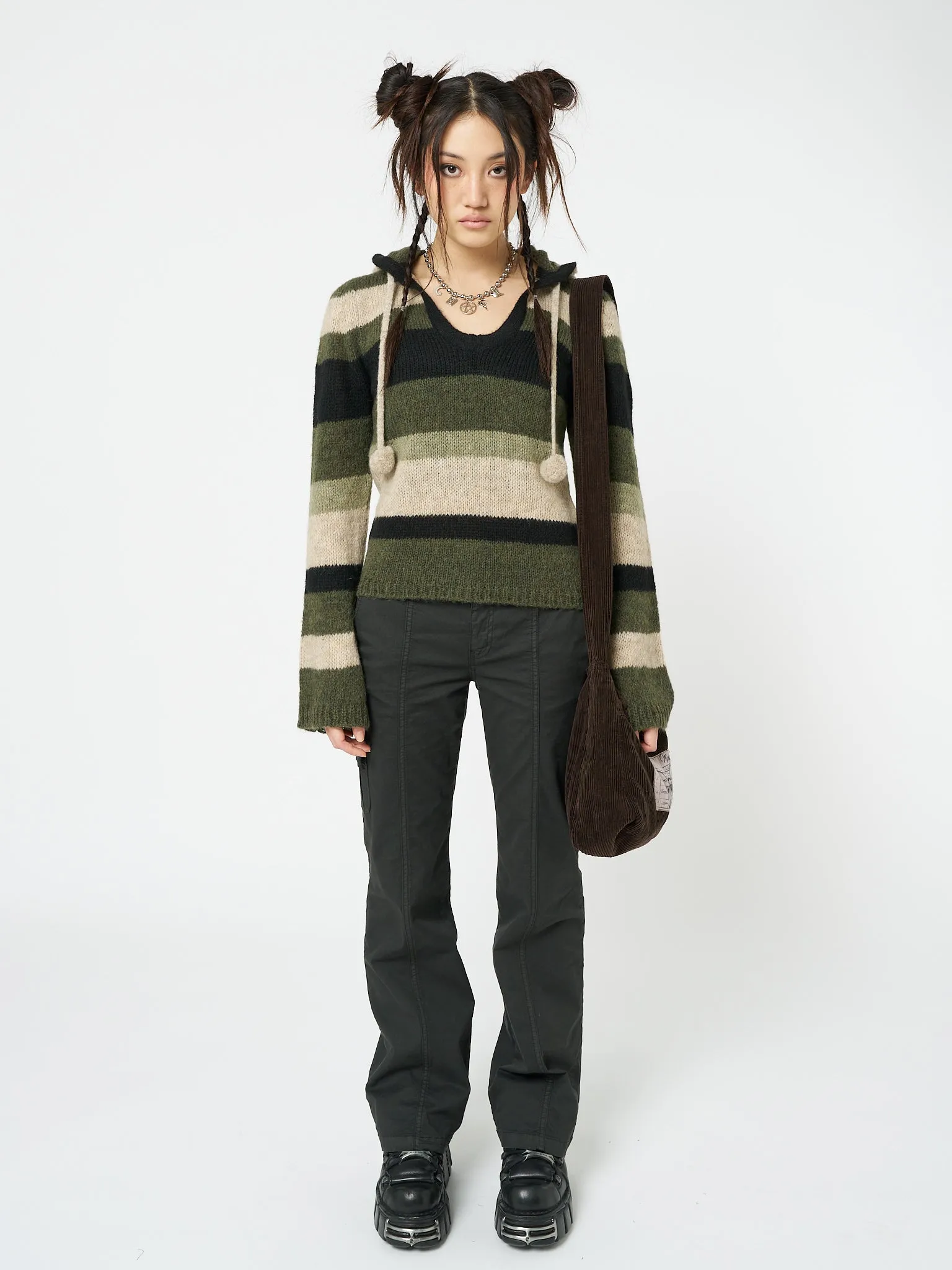 Moss Stripes Knitted Hoodie sold by Minga London product image thumbnail 3