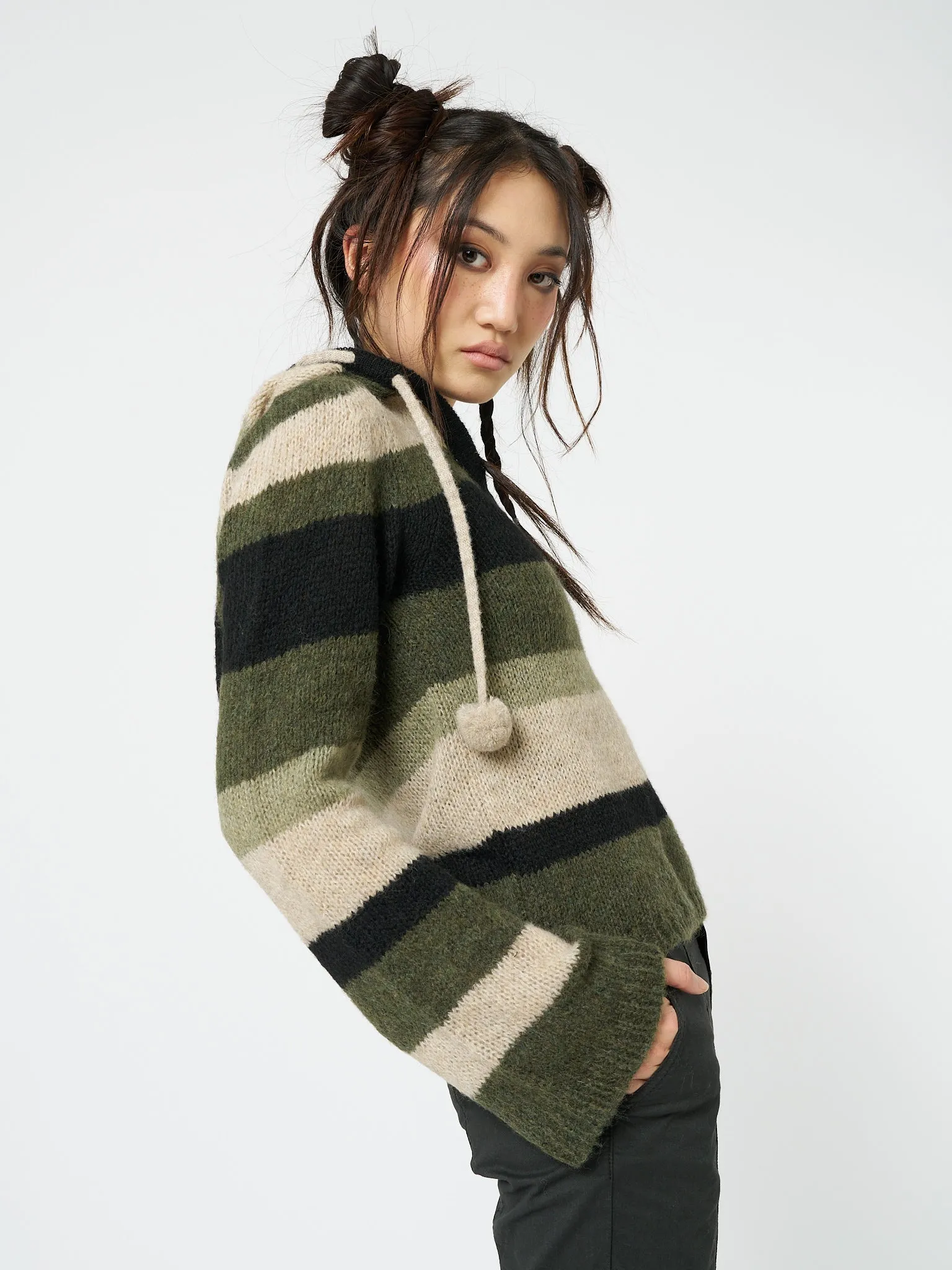 Moss Stripes Knitted Hoodie sold by Minga London product image thumbnail 4