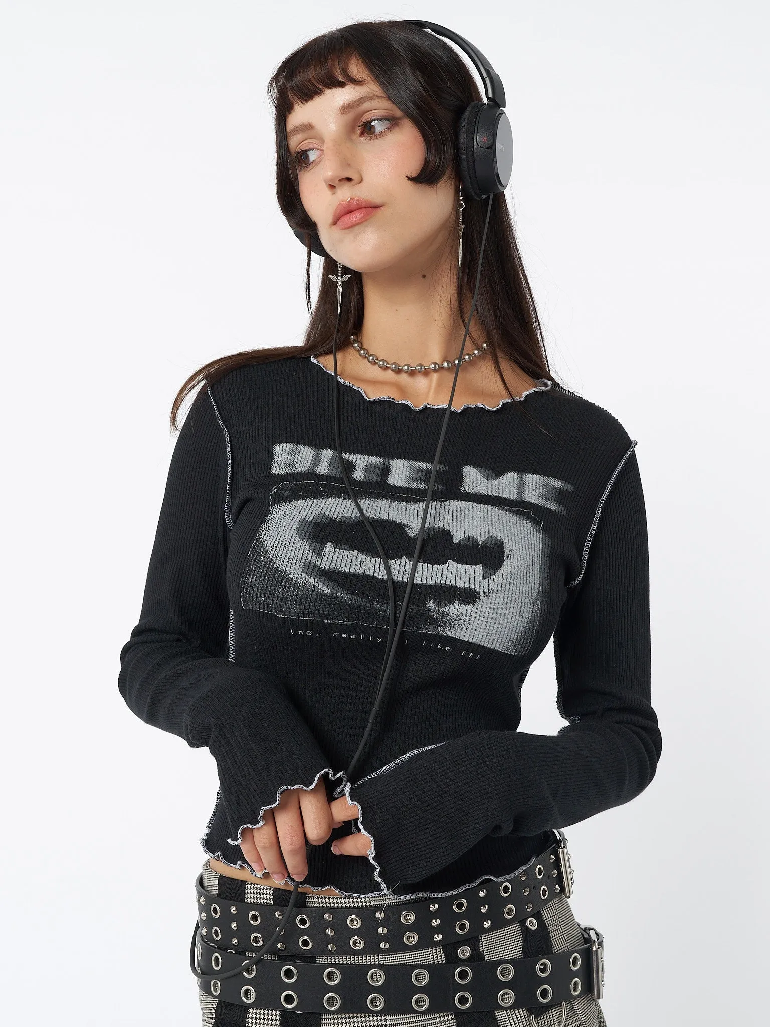 Bite Me Black Rib Top sold by Minga London