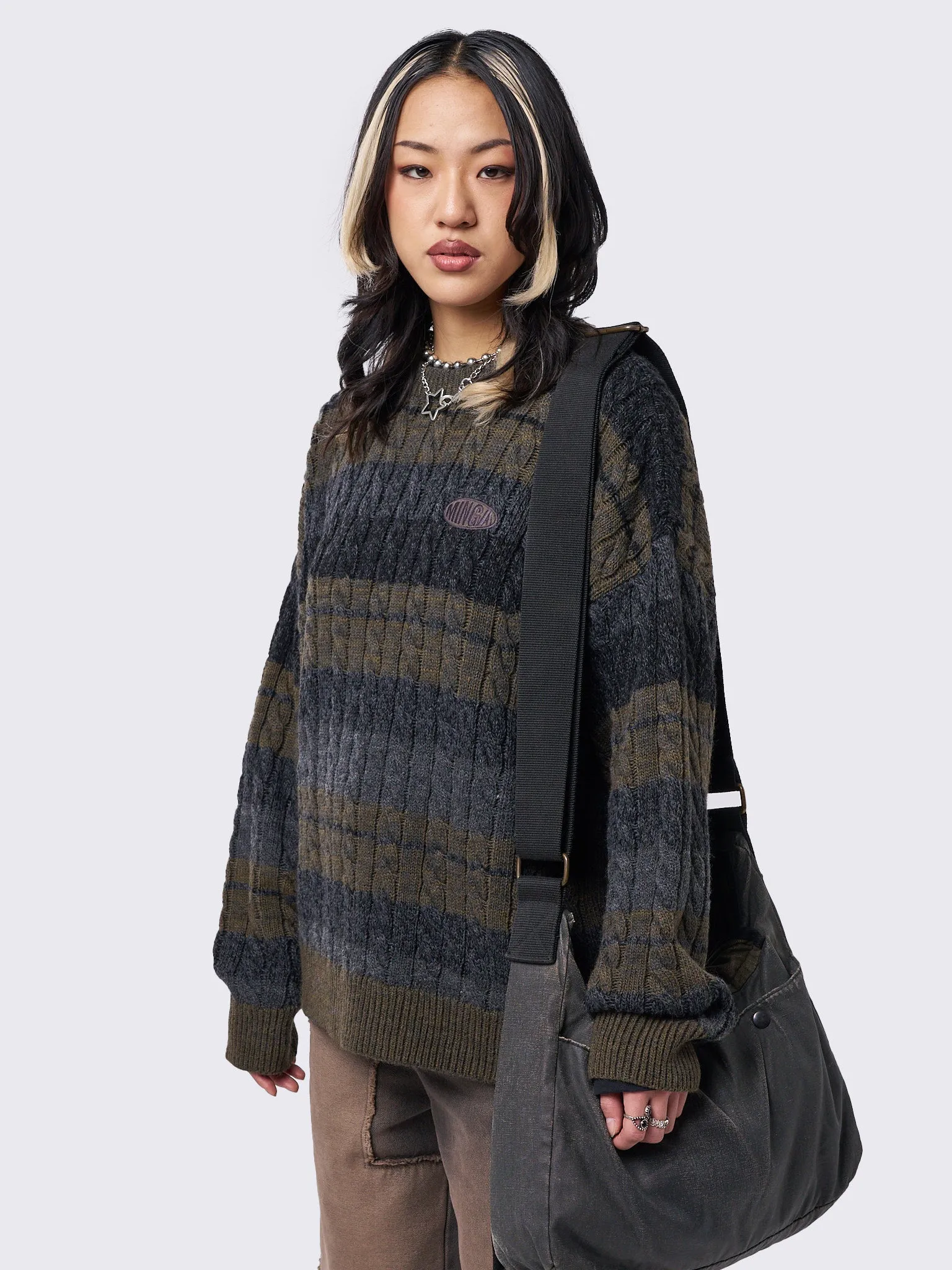 Grizel Striped Cable Knit Jumper sold by Minga London product image thumbnail 4
