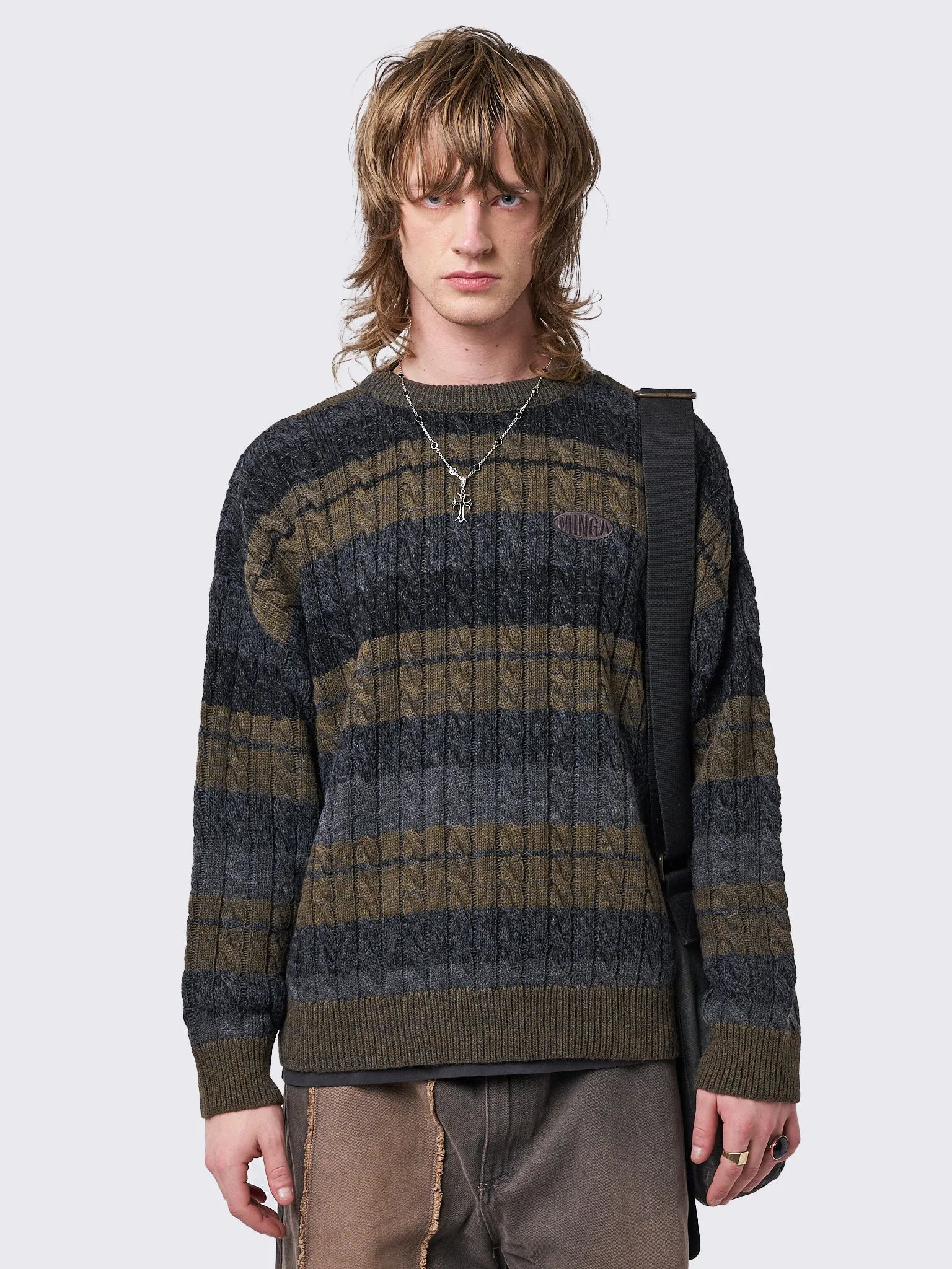 Grizel Striped Cable Knit Jumper sold by Minga London product image thumbnail 2
