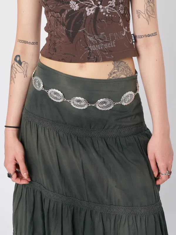 Lost Treasure Metallic Concho Belt made by Minga London