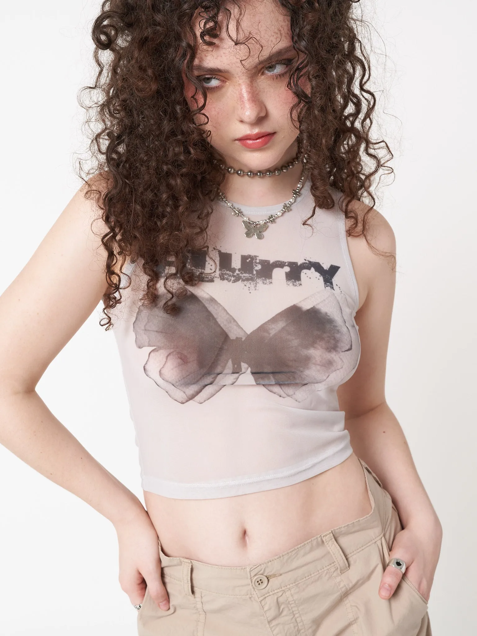 Blurry Butterfly Mesh Vest Top sold by Minga London product image thumbnail 3