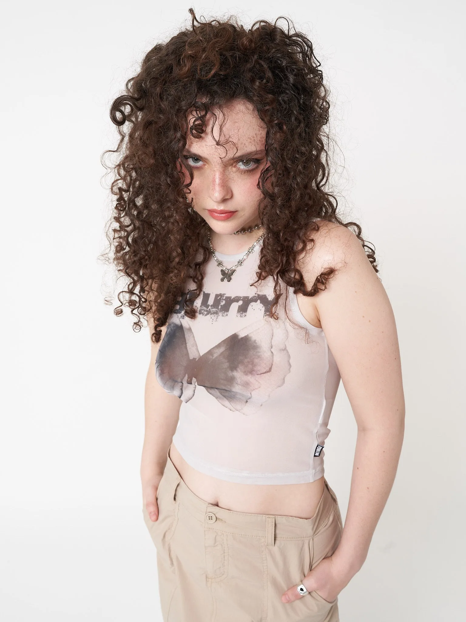 Blurry Butterfly Mesh Vest Top sold by Minga London product image thumbnail 4