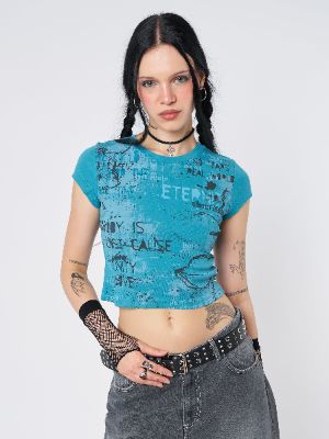 Real World Blue Graphic Baby Tee sold by Minga London