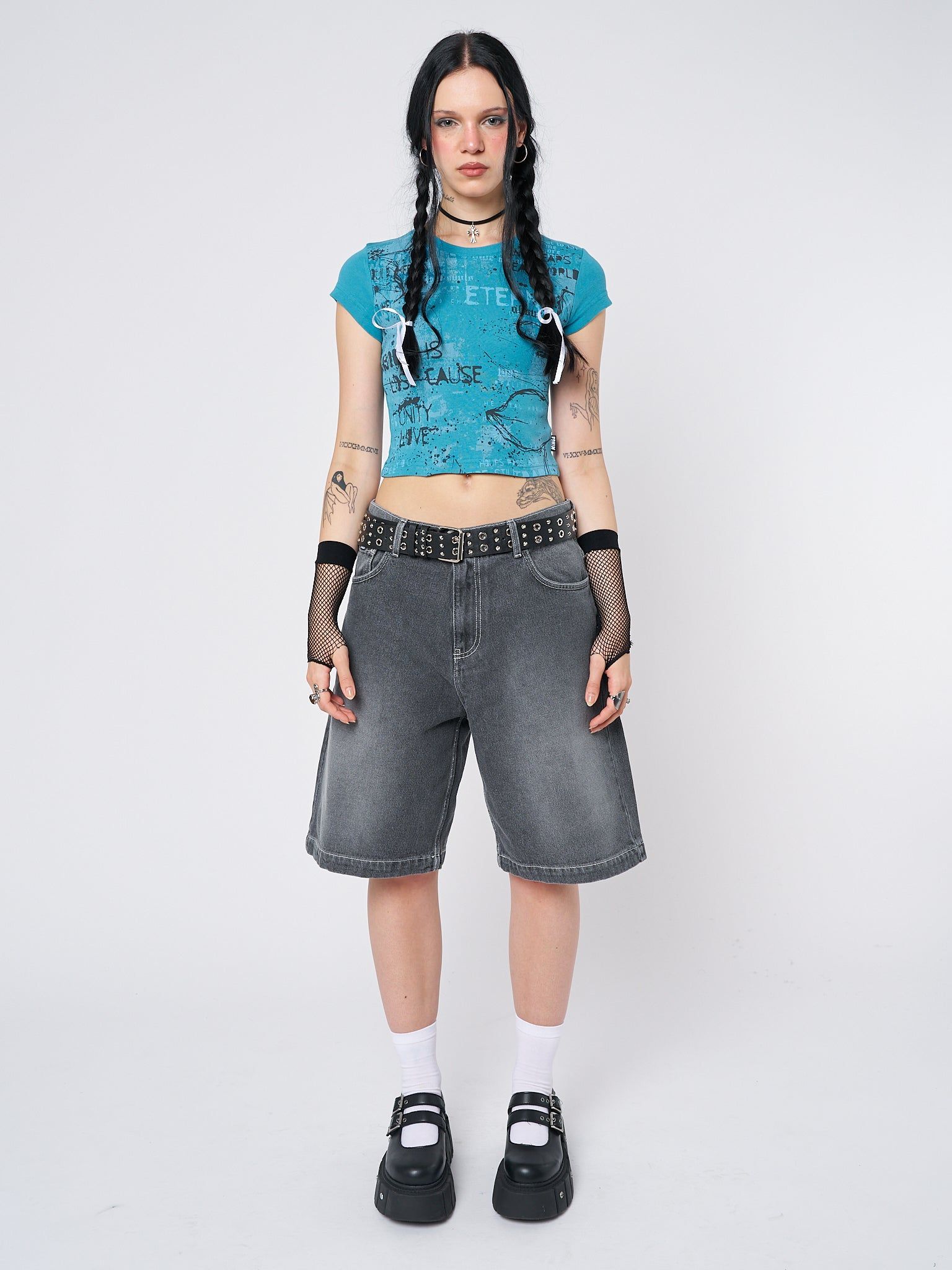 Real World Blue Graphic Baby Tee sold by Minga London product image thumbnail 2