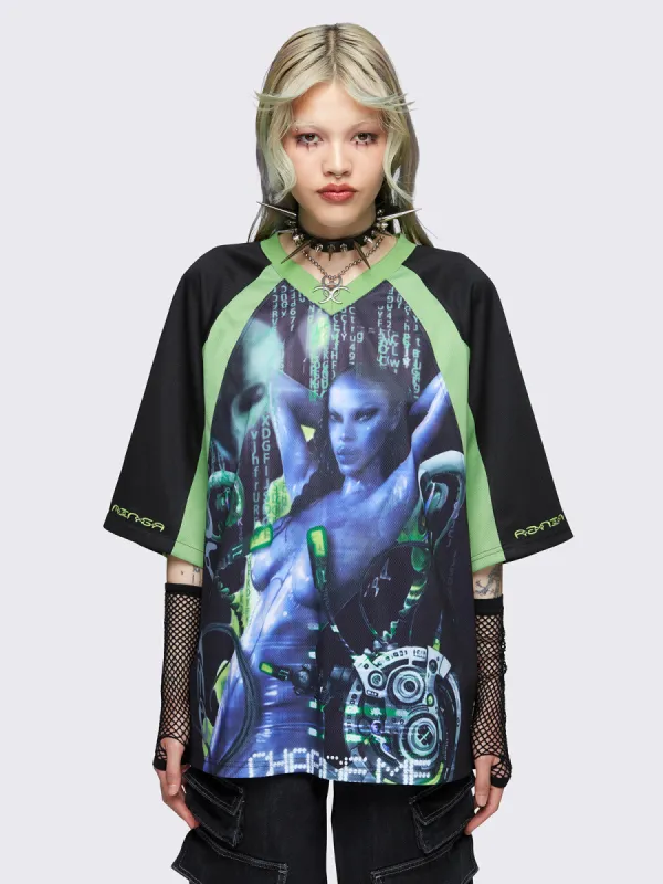 Minga x Pepela NYC Black Football Jersey T-Shirt sold by Minga London