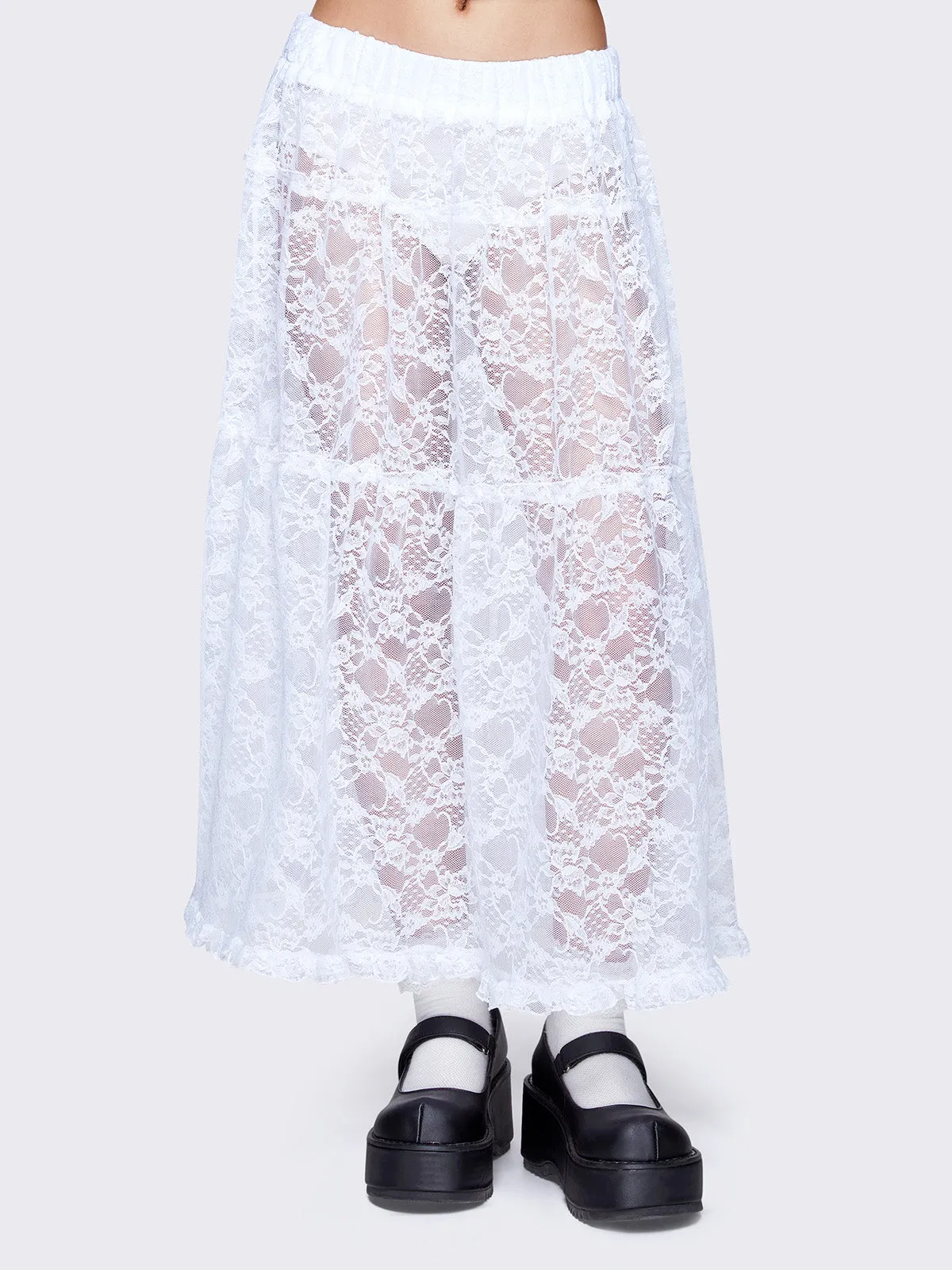 Cordelia Ruffled Lace Maxi Skirt sold by Minga London product image thumbnail 3