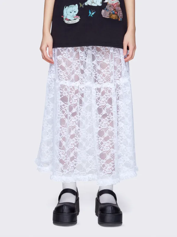Cordelia Ruffled Lace Maxi Skirt sold by Minga London