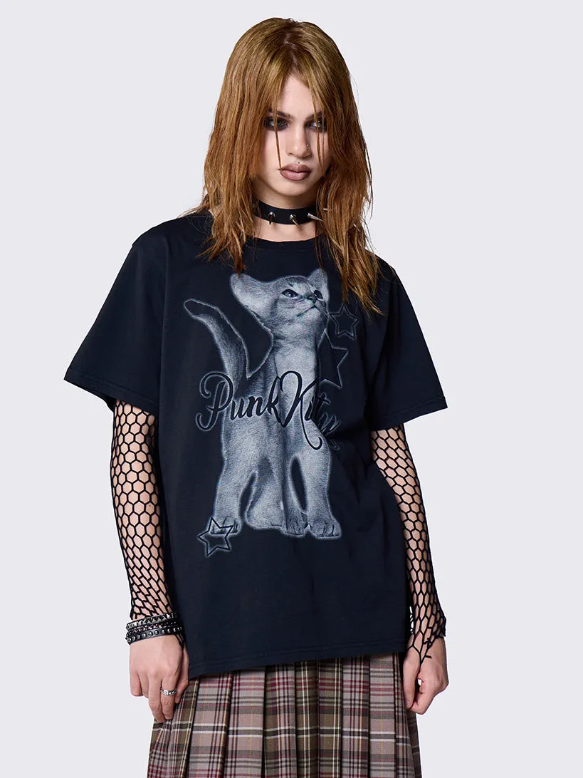 Punk Kitty Graphic T-shirt sold by Minga London product image thumbnail 3