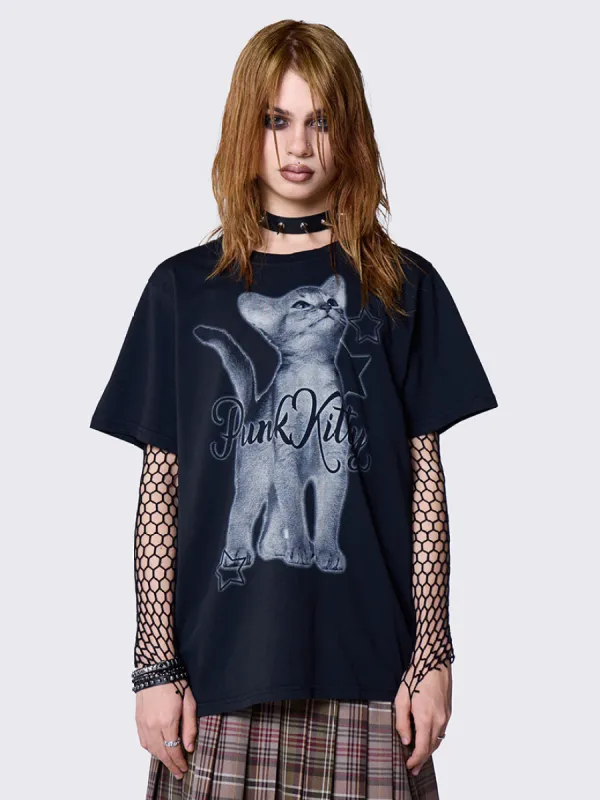 Punk Kitty Graphic T-shirt sold by Minga London