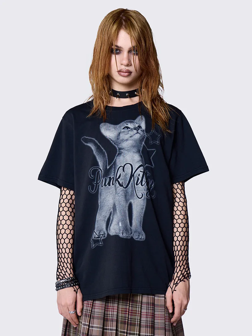 Punk Kitty Graphic T-shirt sold by Minga London