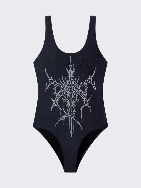 Shadowblade Black Swimsuit sold by Minga London