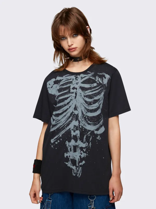 Shadowed Bones Black Graphic T-shirt sold by Minga London