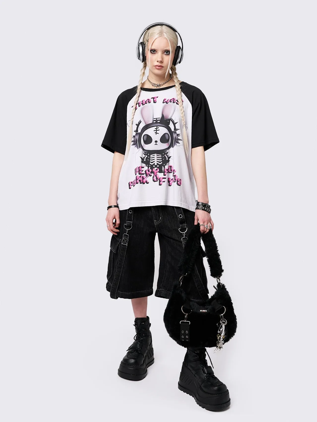 Pop Punk Bunny Raglan T-Shirt sold by Minga London product image thumbnail 5