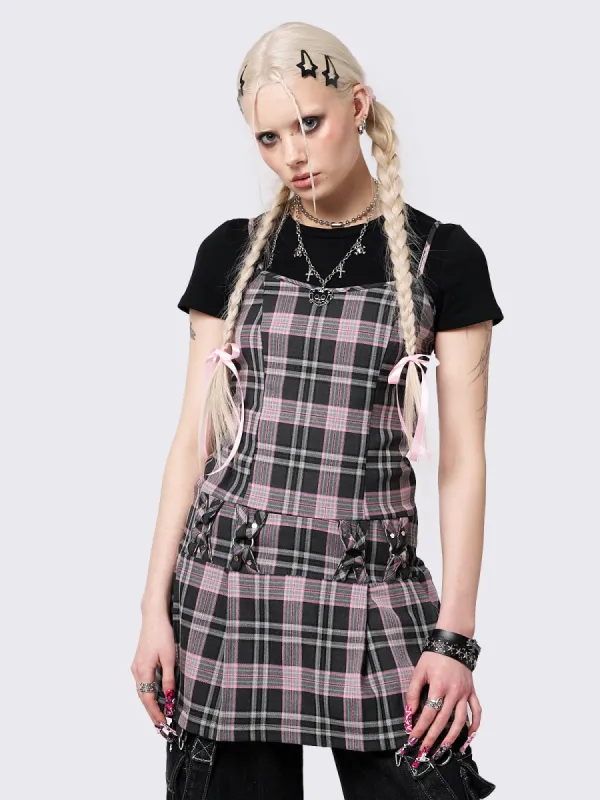 Camila Straps Plaid Mini Dress sold by Minga London