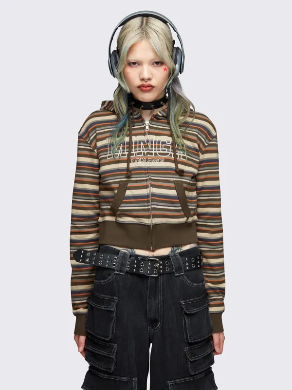 Minga Striped Cropped Zip Up Hoodie sold by Minga London