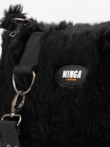 Arrya Black Furry Shoulder Chain Bag sold by Minga London