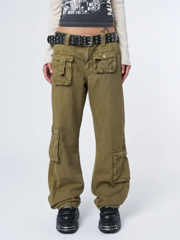 Trooper Beige Multi Pocket Cargo Pants sold by Minga London