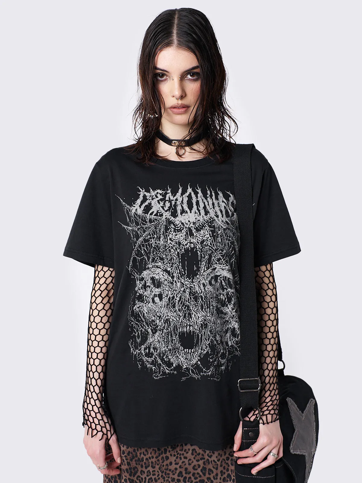 Demoniac Black Graphic T-shirt sold by Minga London