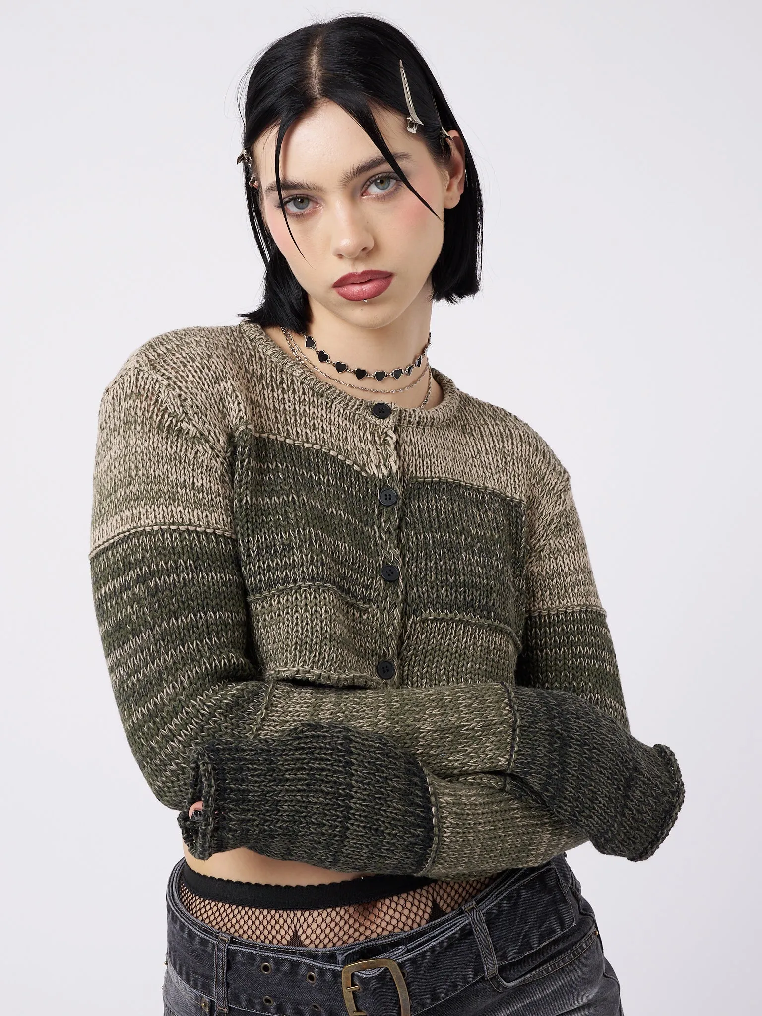 Drea Green Extreme Cropped Cardigan sold by Minga London product image thumbnail 3