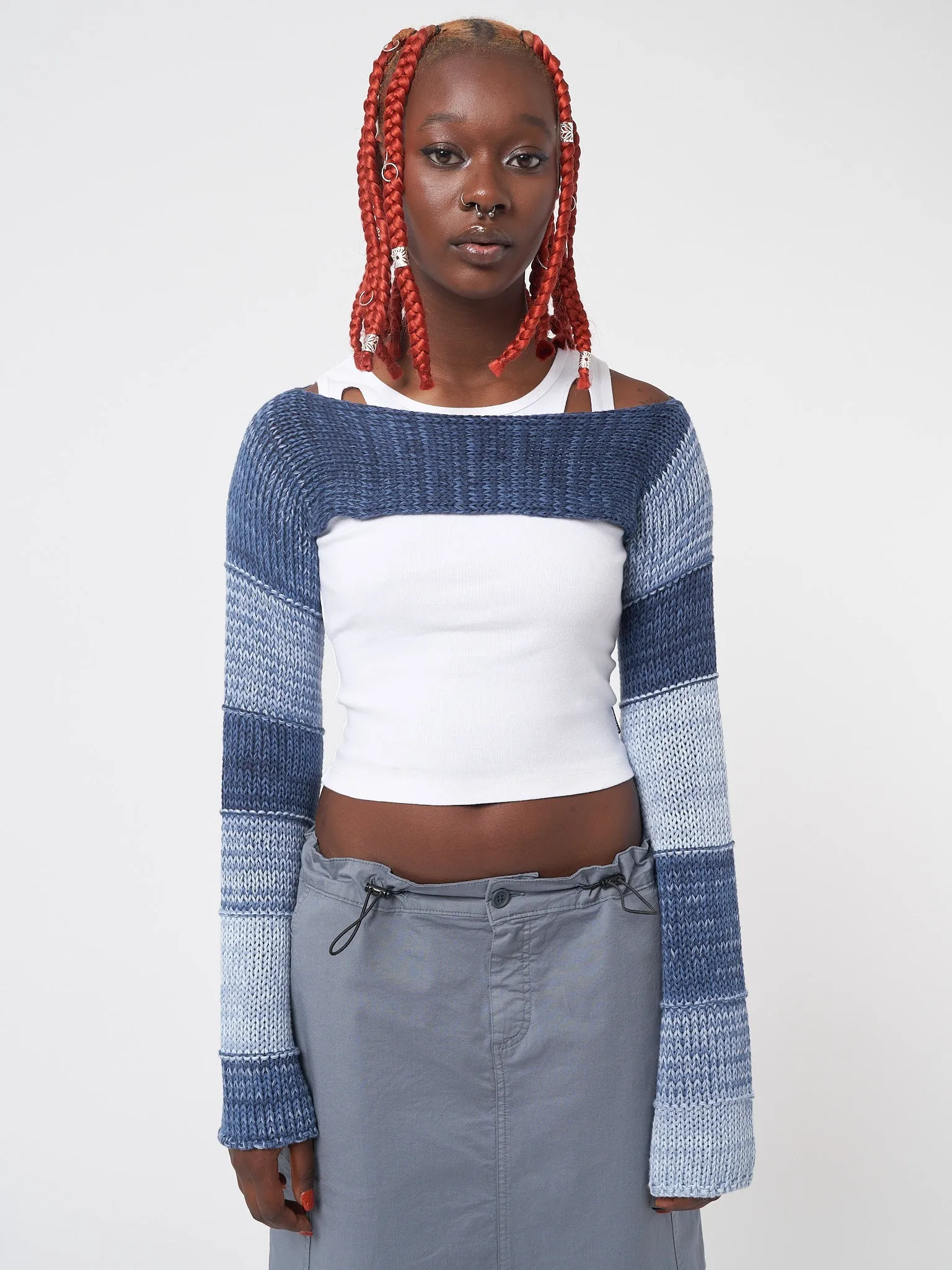 Fusion Blue Patchwork Knitted Shrug sold by Minga London product image thumbnail 4