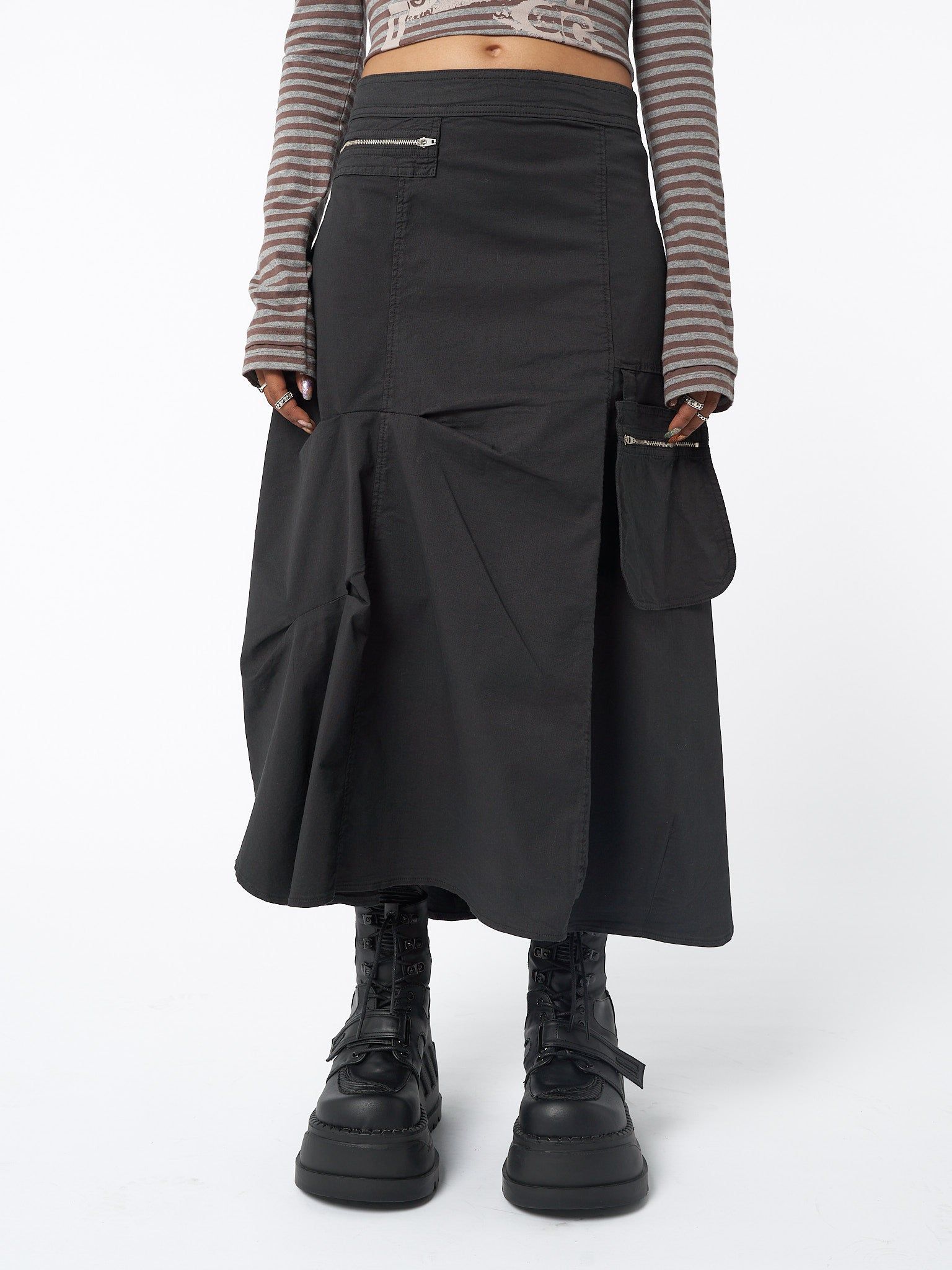 【関税＆送料込み】ChloAC Skirts Elastic Waist Chiffon Plus Size Blue Floral Swing Maxi Skirt
