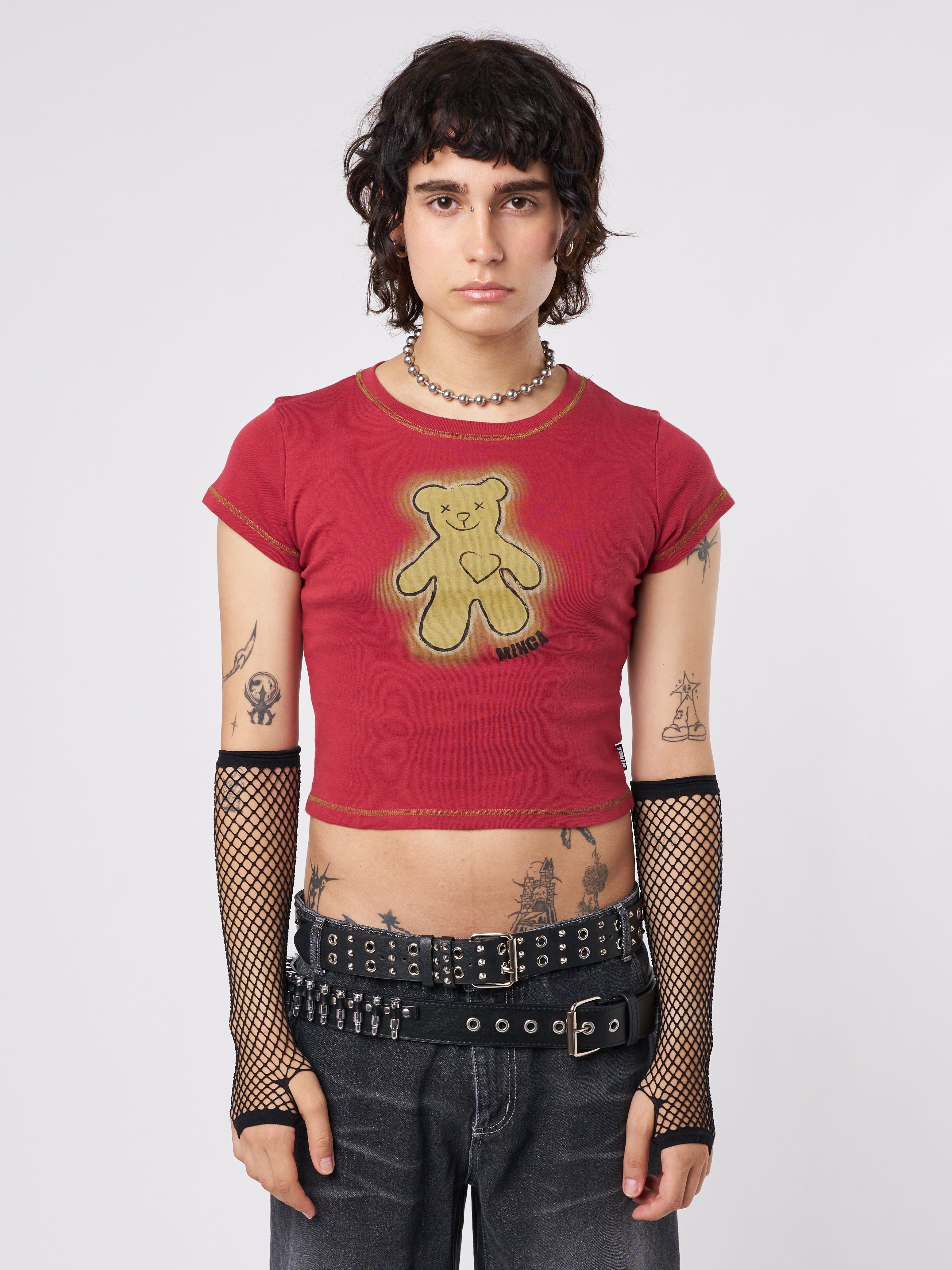Teddy Red Baby Tee sold by Minga London product image thumbnail 3