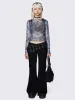 Willa Grey Lace Up Mesh Top sold by Minga London