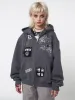 Billie Patch Prints Oversized Zip Up Hoodie sold by Minga London