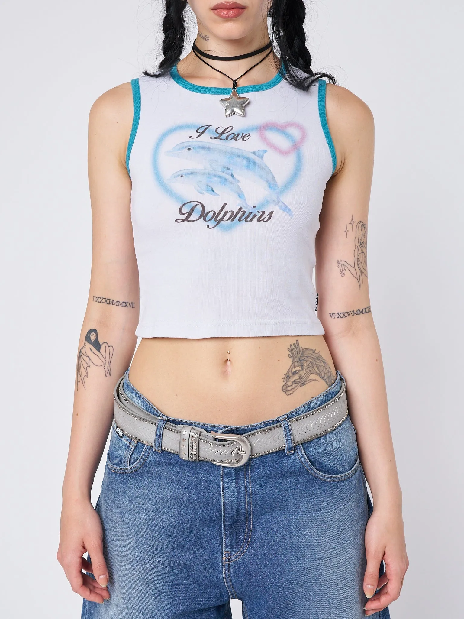 I Love Dolphins Print Vest Top sold by Minga London product image thumbnail 2