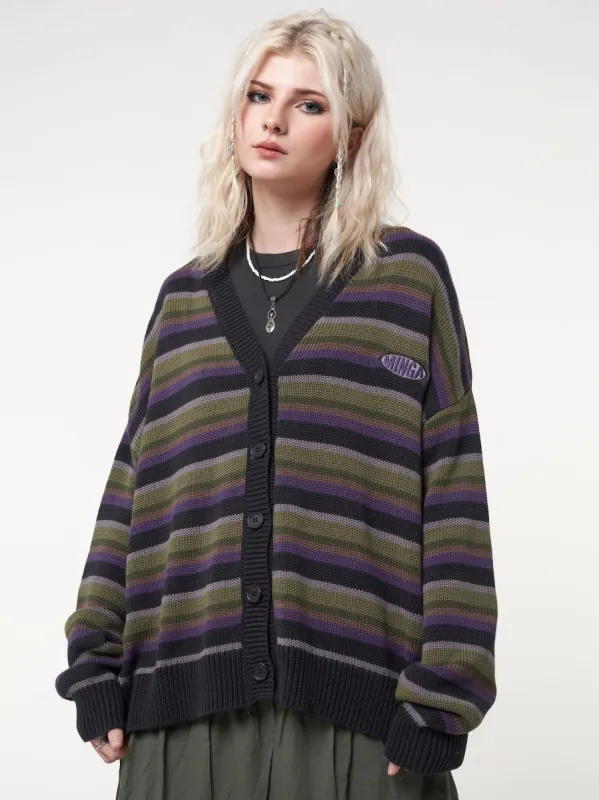 Faye Striped Knit Cardigan sold by Minga London